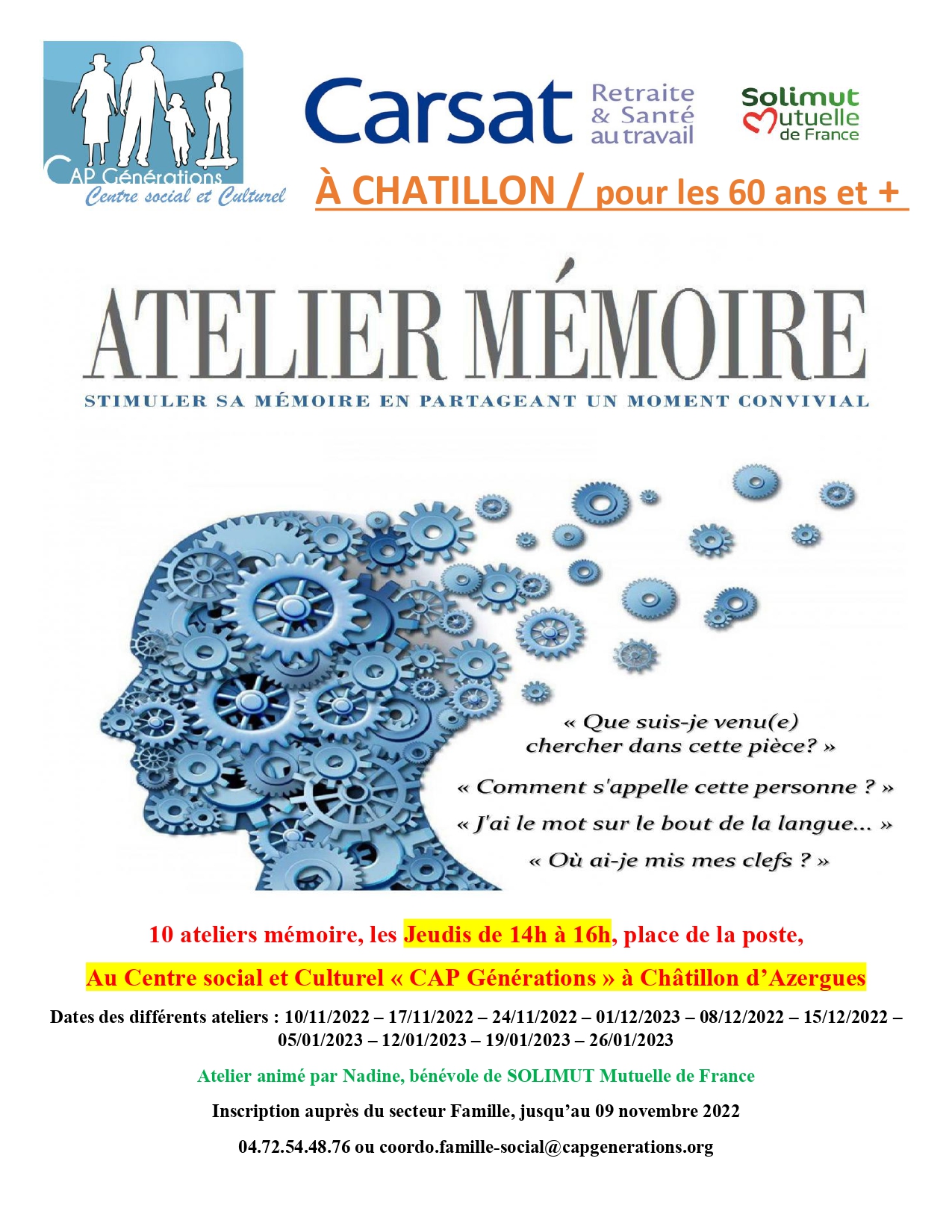 Lire la suite à propos de l’article Ateliers mémoires Châtillon