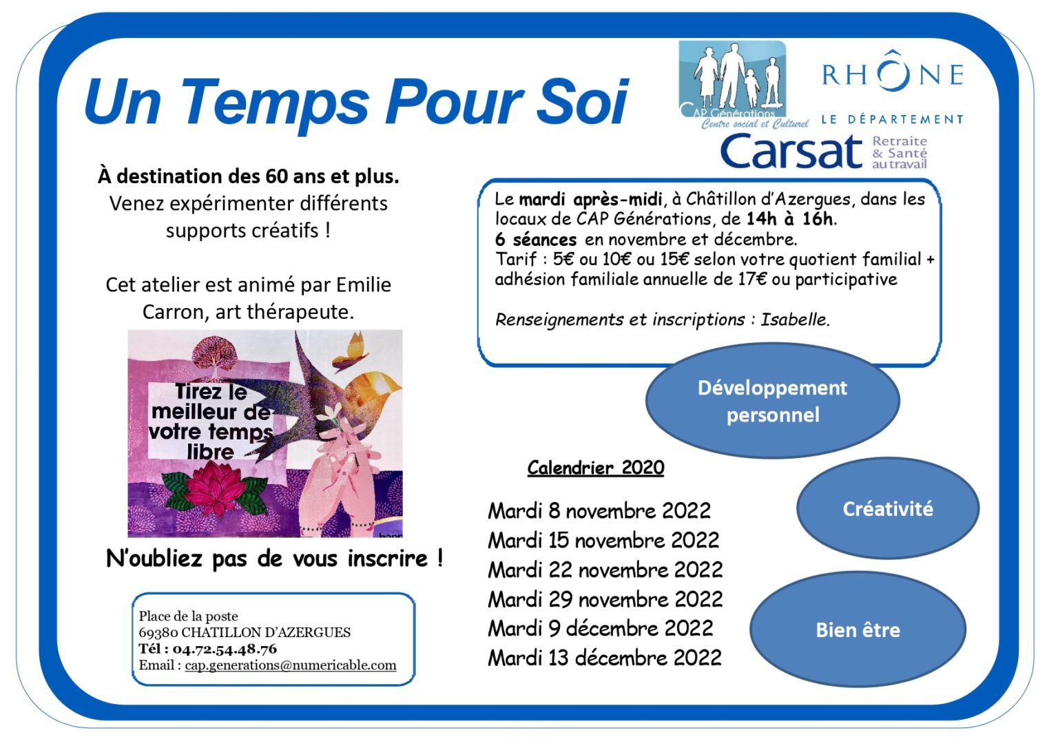 Atelier art thérapie : un temps pour soi - CAP Générations