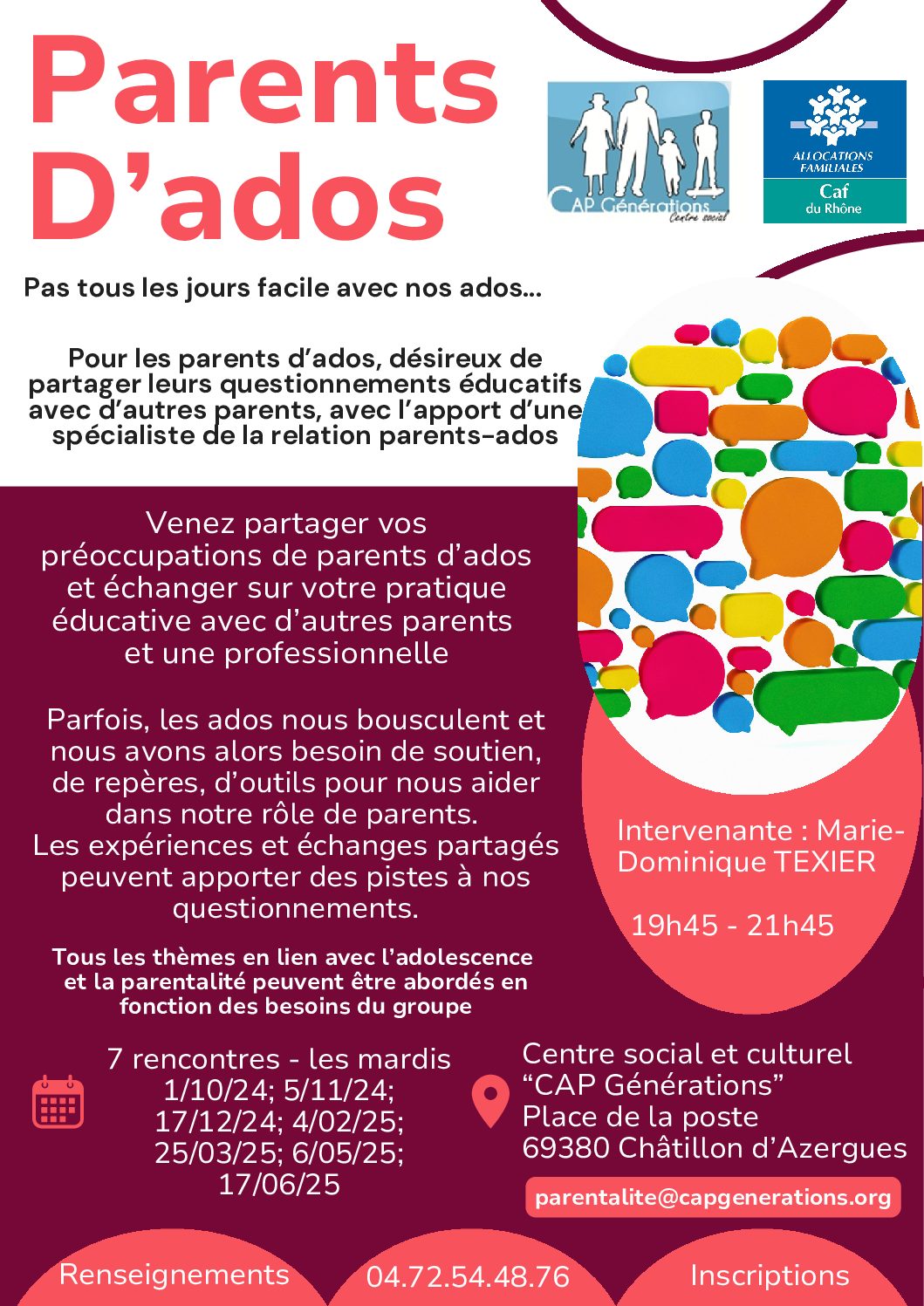 Lire la suite à propos de l’article Ateliers pour les parents d’Ados !