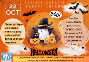 Lire la suite à propos de l’article atelier créatif le 22/10/25 sur le thème d’halloween ! 🎃