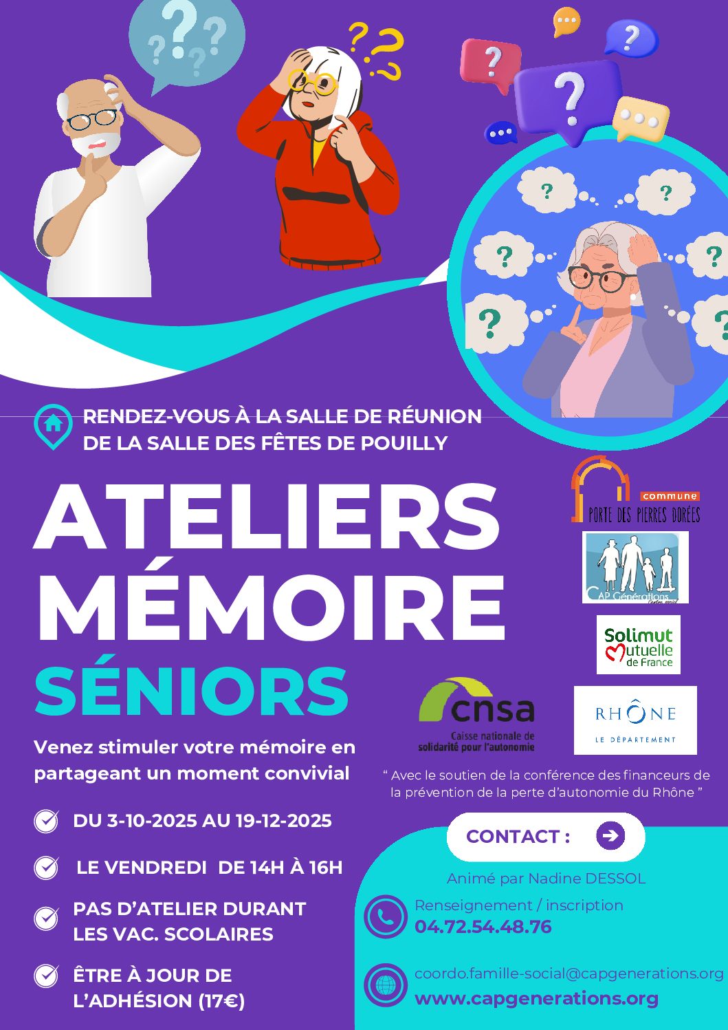 Lire la suite à propos de l’article Ateliers Mémoire pour les 60 ans et + !