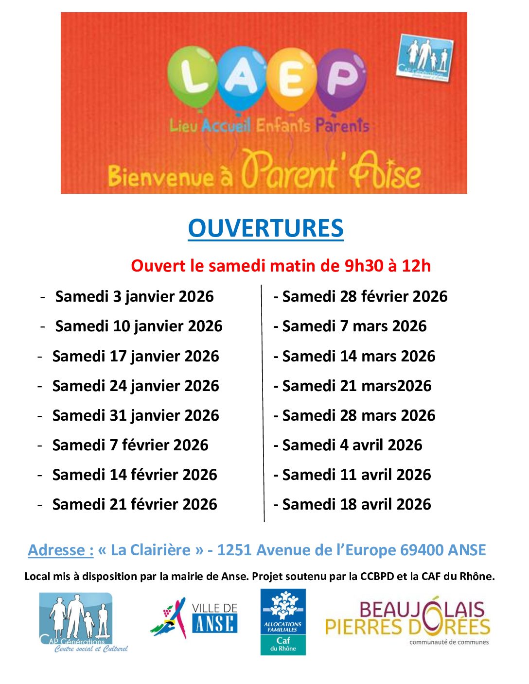 Lire la suite à propos de l’article LAEP PARENT&rsquo;AISE 2026 !