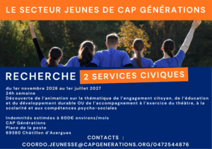 Lire la suite à propos de l’article Le secteur jeunes recherche 2 services civiques 2026-2027