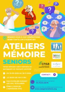 Lire la suite à propos de l’article Ateliers mémoire pour les seniors (60 ans et +) à CHATILLON D&rsquo;AZERGUES !