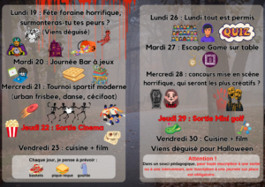 Lire la suite à propos de l’article Programme toussaint accueil ados
